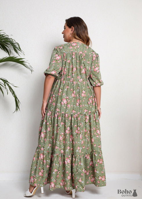 Boho Plus Size Printed Loose Maxi Dress Luna